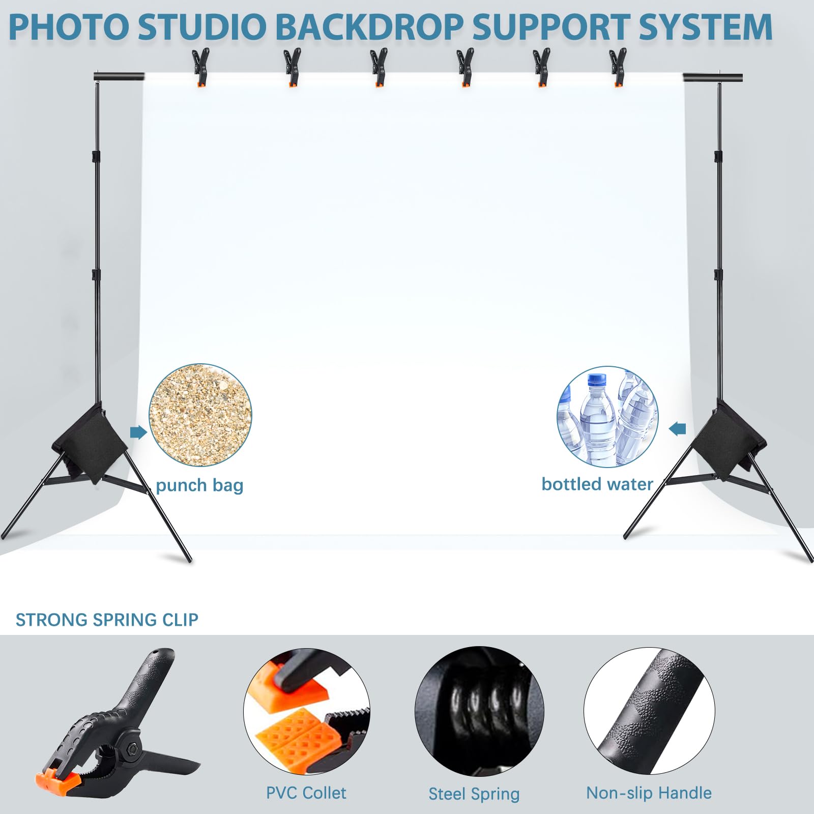 LDGHO Photo Video Studio 10x7Ft (WxH) Adjustable Background Stand Backdrop Support System Kit with Carry Bag