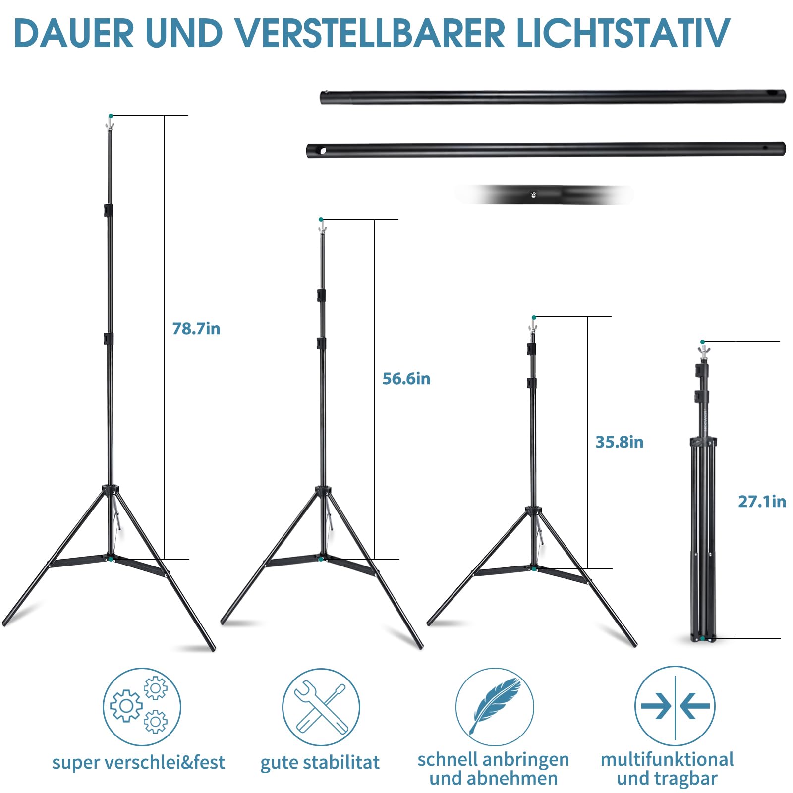 LDGHO Photo Video Studio 10x7Ft (WxH) Adjustable Background Stand Backdrop Support System Kit with Carry Bag