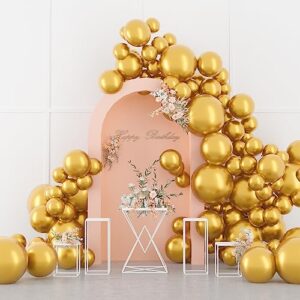 dazzle bright 100 pcs metallic gold balloons latex balloons different party balloon kit for balloon garland arch birthday party graduation baby shower wedding holiday decoration(18-12-10-5 inch)