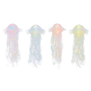 4 pcs jellyfish lantern hanging decoration, (21'' high) jelly fish decorations, pink jellyfish lanterns for holiday decoration, party hanging, bedroom hanging