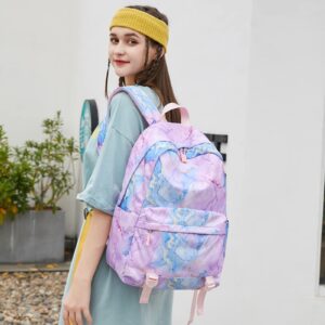 Createy Marble Backpack for Girls School Backpack with Lunch Box Kids Backpack Bookbags School Bag Set for Preschool Primary Elementary Students