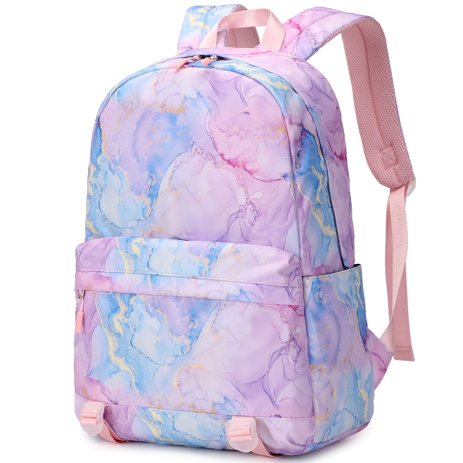 Createy Marble Backpack for Girls School Backpack with Lunch Box Kids Backpack Bookbags School Bag Set for Preschool Primary Elementary Students