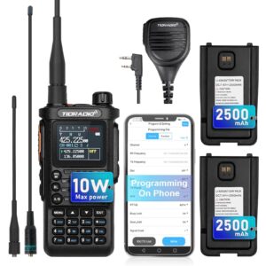(2nd generation) tidradio 10w highpower ham radio handheld (td-h8) with app wireless programming,long range two way radio with 2500mah large battery (2pcs),usb-c charger & speaker mic, walkie talkies