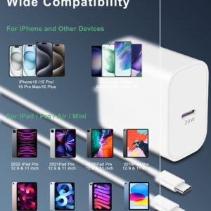 iPad Pro Charger iPad Fast Charger, 30W USB C Fast Wall Charger Blcok with 60W/3A 10FT Long USB C to USB C Cable for iPad Pro 12.9/11 inch, iPad 10th Generation, iPad Air 5/4th, iPad Mini 6