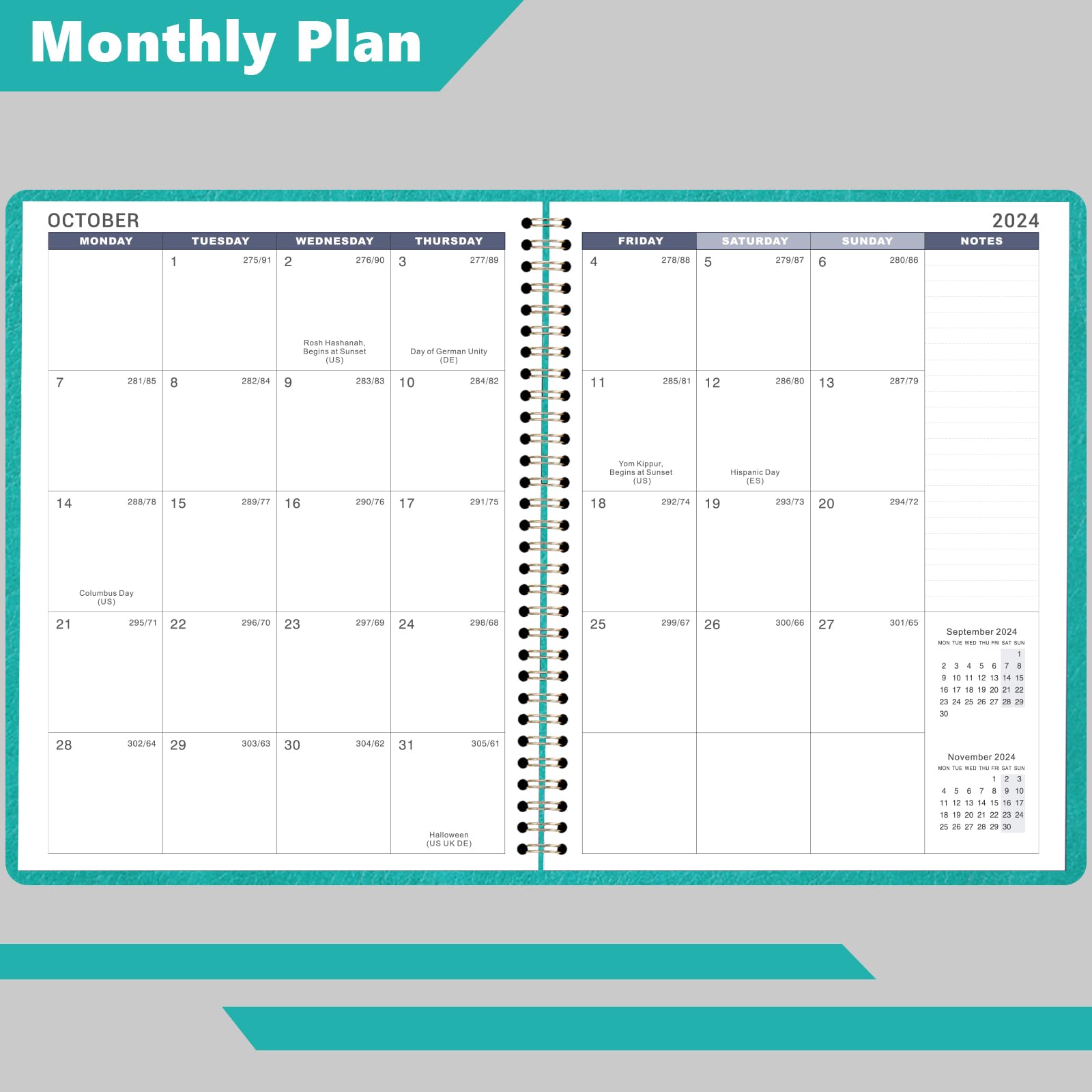 2024 Weekly Appointment Book & Planner - Large 2024 Daily Hourly Planner, January 2024 - December 2024, 8.5" x 11", 2024 Appointment Book with 15-Minute Interval + Thick Paper + Pocket - Turquoise