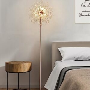 LEDIARY 75 Inch Tall Floor Lamp, Modern Standing Lamp for Living Room, LED Crystal Floor Lamp with On/Off Foot Switch, Industrial Gold Floor Lamp, Metal Tall Pole Lamp for Bedroom Office