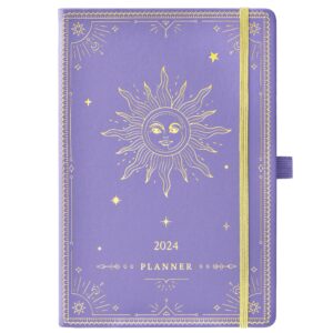 2024 planner - 2024 weekly monthly planner, janaury 2024 - december 2024, 5.75" x 8.25", faux leather planner 2024 with back pocket & 40 notes pages - medium purple