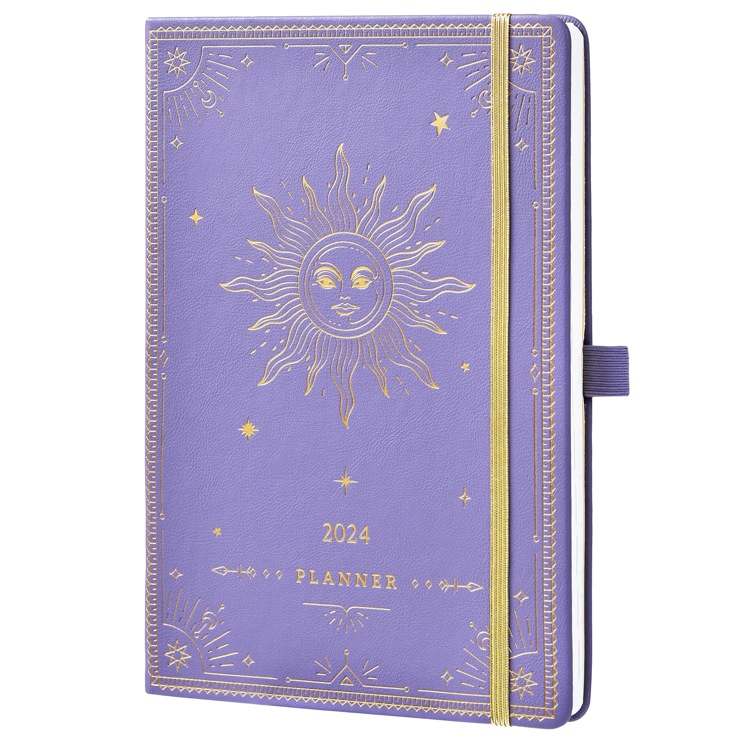 2024 Planner - 2024 Weekly Monthly Planner, Janaury 2024 - December 2024, 5.75" x 8.25", Faux Leather Planner 2024 with Back Pocket & 40 Notes Pages - Medium Purple