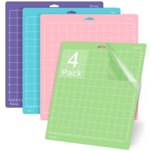 gwybkq cutting mats 12x12 for cricut explore one/air/air 2/maker 3/maker 4 pack adhesive sticky non-slip durable mat replacement accessories (standard,light,strong,fabric) for supply, scrapbock