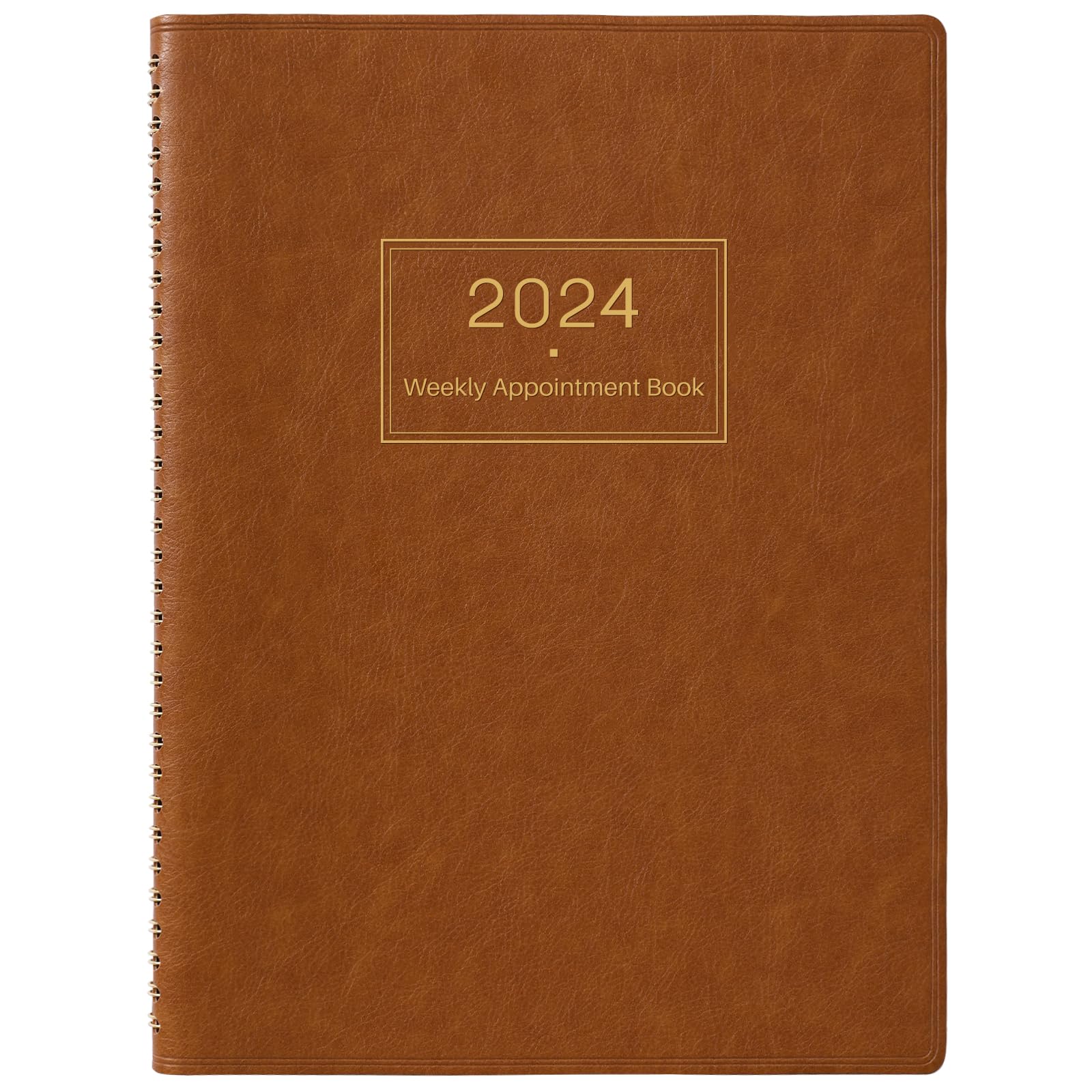 2024 Weekly Appointment Book & Planner - Large 2024 Daily Hourly Planner, January 2024 - December 2024, 8.5" x 11", 2024 Appointment Book with 15-Minute Interval + Thick Paper + Pocket - Brown