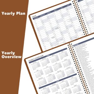 2024 Weekly Appointment Book & Planner - Large 2024 Daily Hourly Planner, January 2024 - December 2024, 8.5" x 11", 2024 Appointment Book with 15-Minute Interval + Thick Paper + Pocket - Brown