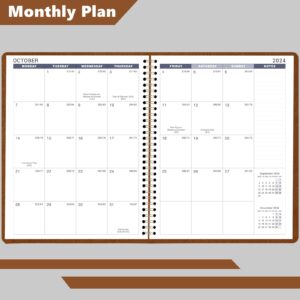 2024 Weekly Appointment Book & Planner - Large 2024 Daily Hourly Planner, January 2024 - December 2024, 8.5" x 11", 2024 Appointment Book with 15-Minute Interval + Thick Paper + Pocket - Brown