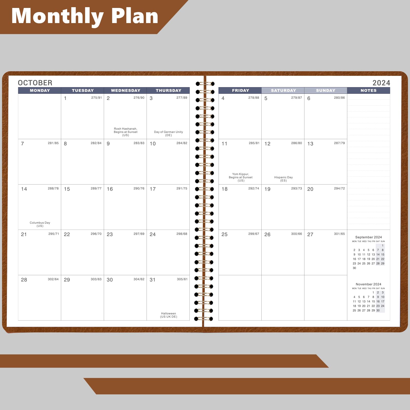 2024 Weekly Appointment Book & Planner - Large 2024 Daily Hourly Planner, January 2024 - December 2024, 8.5" x 11", 2024 Appointment Book with 15-Minute Interval + Thick Paper + Pocket - Brown