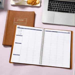 2024 Weekly Appointment Book & Planner - Large 2024 Daily Hourly Planner, January 2024 - December 2024, 8.5" x 11", 2024 Appointment Book with 15-Minute Interval + Thick Paper + Pocket - Brown