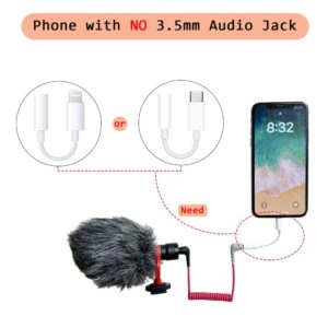 QJYTH TRS to TRRS Adapter, SC7 Patch Microphone Cable Compatible with Rode SC7, VideoMic, VideoMicro Go, Boya and More External Mic, TRRS Cord Fits for iPhone, Smartphone and Tablets(1 PCS)