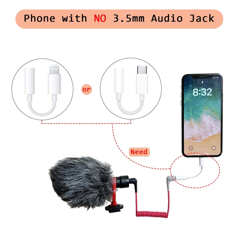 QJYTH TRS to TRRS Adapter, SC7 Patch Microphone Cable Compatible with Rode SC7, VideoMic, VideoMicro Go, Boya and More External Mic, TRRS Cord Fits for iPhone, Smartphone and Tablets(1 PCS)