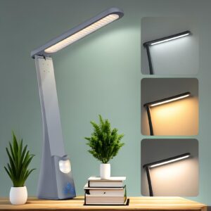 xingyuntree led desk lamp with night light 3 color dimmable rechargeable memory function battery powered, foldable portable design for home office and dormitory