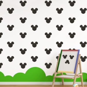 120PCS Black Cartoon Mouse Head Wall Sticker, Cute Animal Wall Decals Removable Mouse Head Wall Sticker for Baby Nursery Kids Room Girls Boys Bedroom