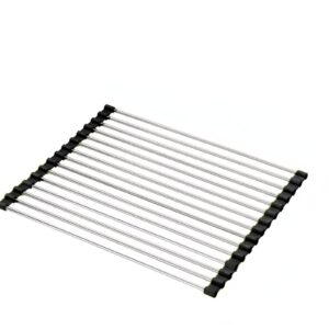 CNFZLIYUER Over The Sink Dish Drying Rack, Foldable Kitchen Roll Up Dish Drying Rack, Portable Stainless Steel Dish Drainer, Roll Up Dish Drying Rack for Kitchen Sink Counter (14.6"x11.8")