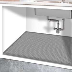 under sink mat under the sink cabinet protection mat sink mats for kitchen 34"x22" flexible rubber mat cabinet liner drip tray with lips for leaks waterproof