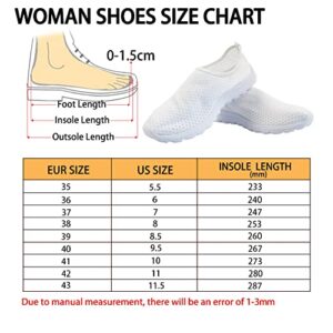 Summer Aesthetic Floral Shoes for Women Slip Resistant Athletic Shoes Without Laces for Youth Running Shoes Work Travel Lightweight Breathable Slip On Sneakers with Arch Support Mesh Slip On Shoes