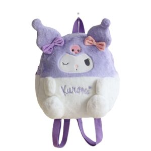 ogovll cartoon mini backpack anime character plush backpack daily leisure package purple
