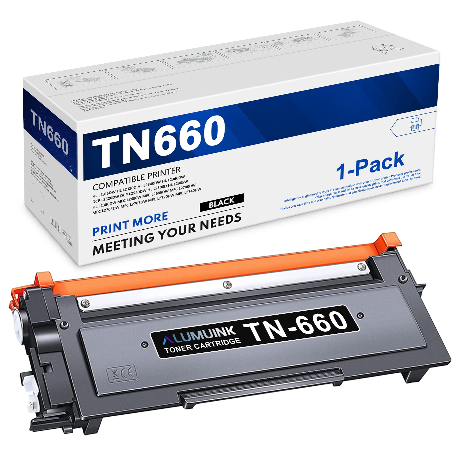 TN660 High Yield Toner Cartridge Replacement for Brother TN660 TN-660 to Use with HL-L2320D HL-L2360DW HL-L2340DW HL-L2380DW DCP-L2540DW MFC-L2740DW Printer (Black,1 Pack)