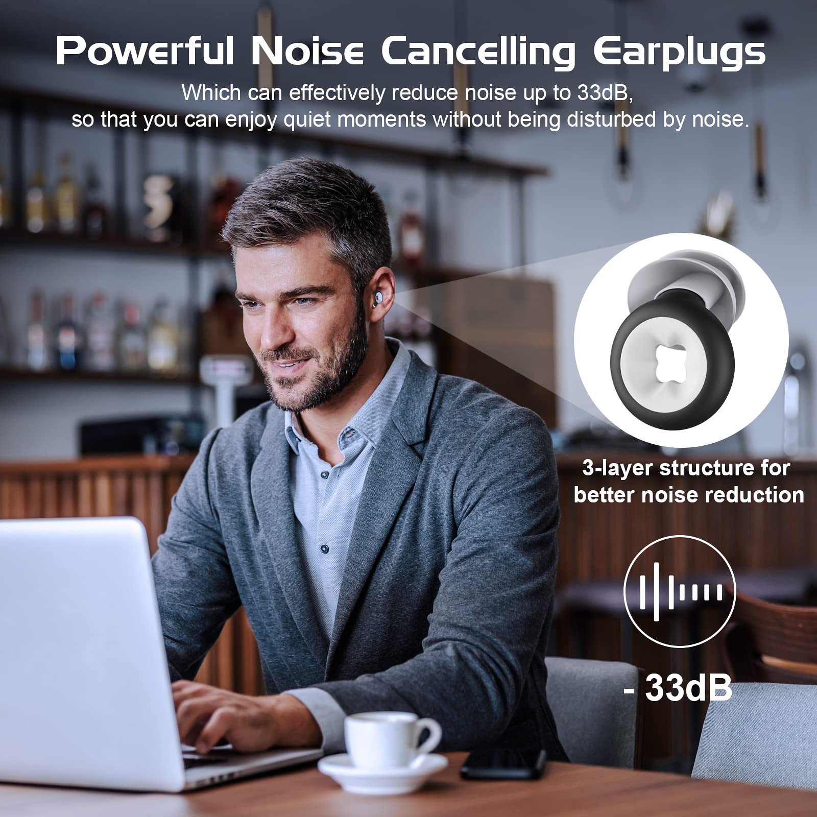 Ear Plugs for Noise Reduction, Dahuyoo Reusable Silicone Earplugs,33dB Noise Cancelling,2 Pair Waterproof Earplugs,Hearing Protection,Noise Cancelling Earplugs for Sleeping,Snoring,Work,Concert,Study