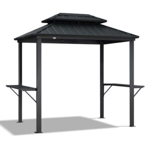 purple leaf 6' x 8' hardtop grill gazebo for patio permanent aluminum barbeque shelter gazebo canopy with ceiling hook and shelves double tiered grey outdoor bbq gazebo