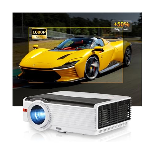 Native 1080P Full HD Video Projector for Outdoor Moives 200'' Display 9000 Lumens Wireless Bluetooth WiFi Projector Smart Home Theater Projector Gaming,Zoomable,10W Speakers,iOS,Android,TV Stick