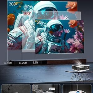 Native 1080P Full HD Video Projector for Outdoor Moives 200'' Display 9000 Lumens Wireless Bluetooth WiFi Projector Smart Home Theater Projector Gaming,Zoomable,10W Speakers,iOS,Android,TV Stick