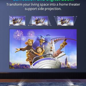 Native 1080P Full HD Video Projector for Outdoor Moives 200'' Display 9000 Lumens Wireless Bluetooth WiFi Projector Smart Home Theater Projector Gaming,Zoomable,10W Speakers,iOS,Android,TV Stick