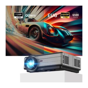 native 1080p full hd projector, 6500 lumen projector with wifi and bluetooth, upgrade android smart projector for outdoor/indoor,compatible with smartphone/tv stick/pc/laptop