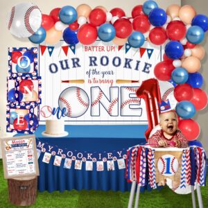 YSHMFEUX Baseball 1st Birthday Party Decorations Supplies, Rookie of The Year 1st Birthday Decorations, 1st Birthday Party Supplies for Boys, 1st Birthday Boy Decorations