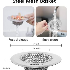 Sink Drain Strainer, Reversible Mesh Sink Strainer with 304 Stainless Steel, Wokdada Revolutionary Anti-Rust Kitchen Sink Strainer Food Catcher for Garbage Disposal Without Clogging