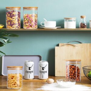 Mfacoy 4 Pack Glass Storage Jars with Airtight Bamboo Lid, 27 OZ Glass Canisters Set with Labels, Glass Food Storage Jar for Kitchen, Clear Container for Candy, Cookie, Coffee Beans, Snacks, Spices