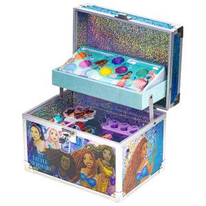 little mermaid train case beauty set, kids makeup kit for girls, real washable toy makeup set, play makeup, pretend play, party favor, birthday, toys ages 3 4 5 6 7 8 9 10 11 12
