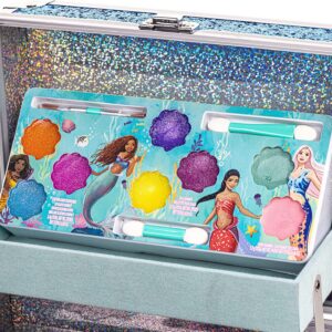 Little Mermaid Train Case Beauty Set, Kids Makeup Kit for Girls, Real Washable Toy Makeup Set, Play Makeup, Pretend Play, Party Favor, Birthday, Toys Ages 3 4 5 6 7 8 9 10 11 12