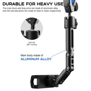 Quyee Rear View Mirror Phone Holder Mount for Car, Aluminum Multi-Directional Metal arms and 360-degree Rotatable Retractable, Car Truck Essentials Accessories Compatible with iPhone Android Phones