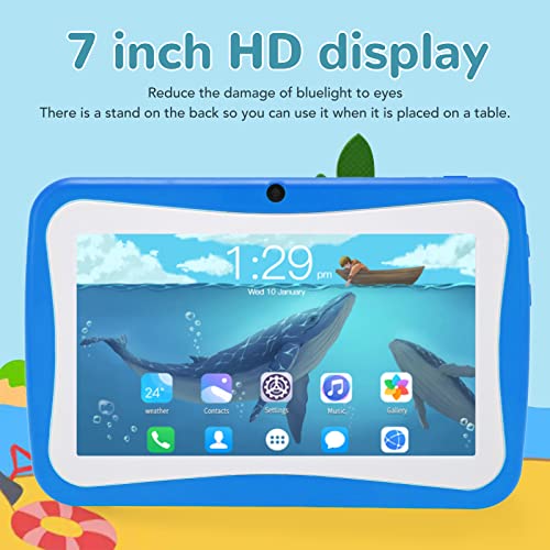 7 Inch Kids Tablet for Android 8.0, 5G WiFi and 5.0 BT, 1960 x 1080 IPS HD Tablet with Case and Stand for Kids, Quad Core CPU, 4GB 32GB, 2MP + 5MP, Education, Entertainment (Blue)