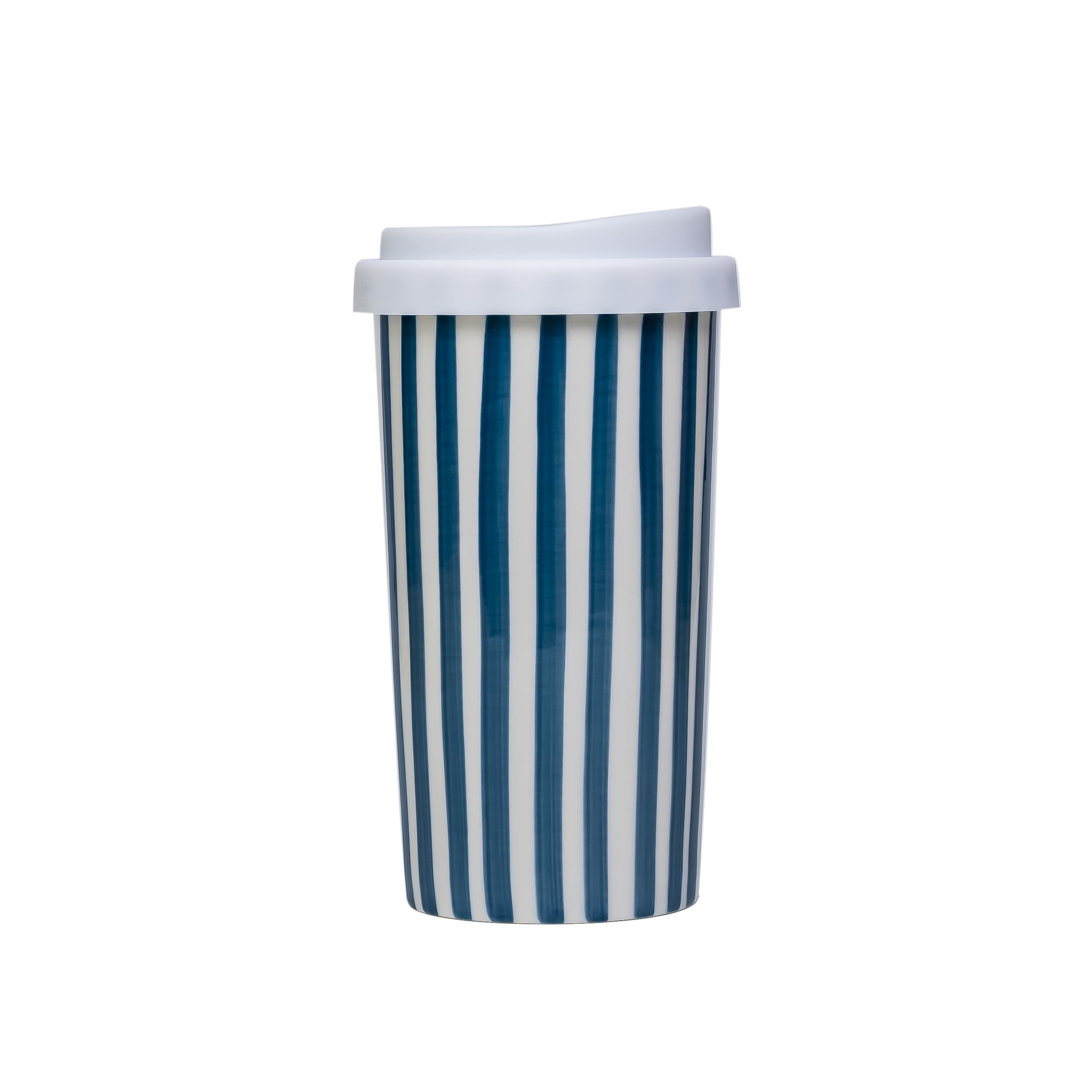 GIROFLIER Millie Ceramic Travel Mug, 12 oz, Blue, Reusable Coffee Cup with Lid, Microwave and Dishwasher Safe
