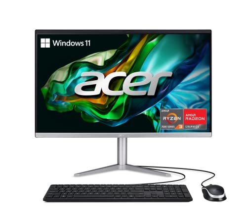 Acer Aspire C24-1300-UR31 AIO Desktop | 23.8" Full HD IPS Display | AMD Ryzen 3 7320U Quad-Core Processor | AMD Radeon 610M Graphics | 8GB LPDDR5 | 512GB PCIe SSD | Wi-Fi 6E | Windows 11 Home,Black