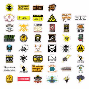 BulbaCraft 100Pcs Funny Electrician Stickers for Hard Hats, Electrician Hard Hat Stickers and Decals, Funny Electrician Gifts for Men, Gifts for Electrician Men, Electrician Gift Ideas