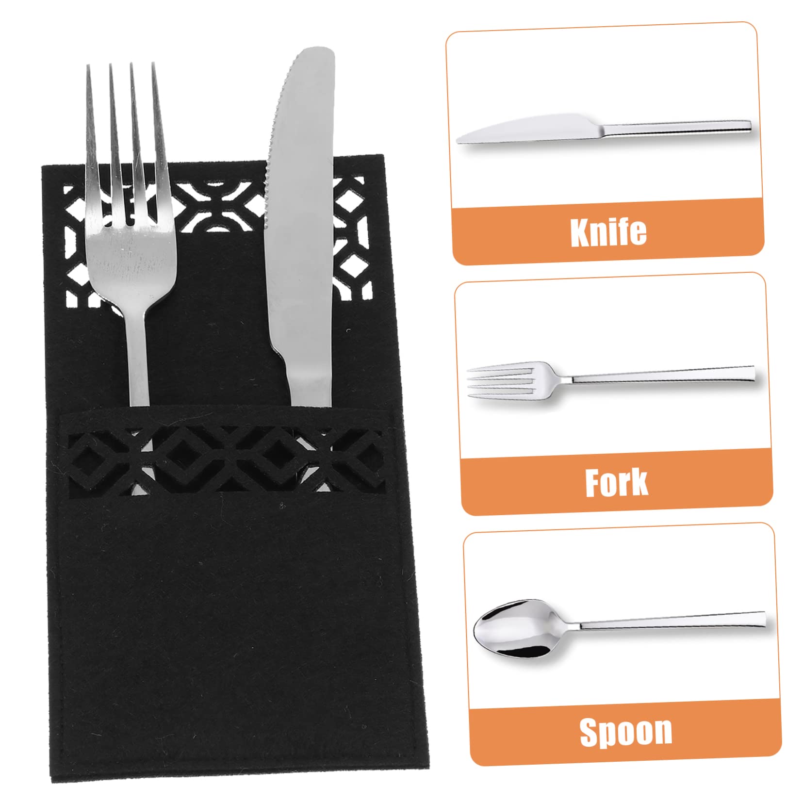 NOLITOY 20 Pcs Christmas Cutlery Bag Nativity Decor Tableware Covers for Christmas Party Cutlery Bags Christmas Tableware Bags Black Trim Tableware Pockets Simple Non-woven Fabric Fork