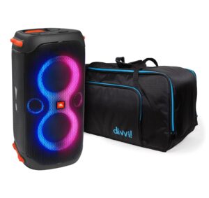 jbl partybox 110 portable bluetooth speaker bundle with divvi! protective transport bag
