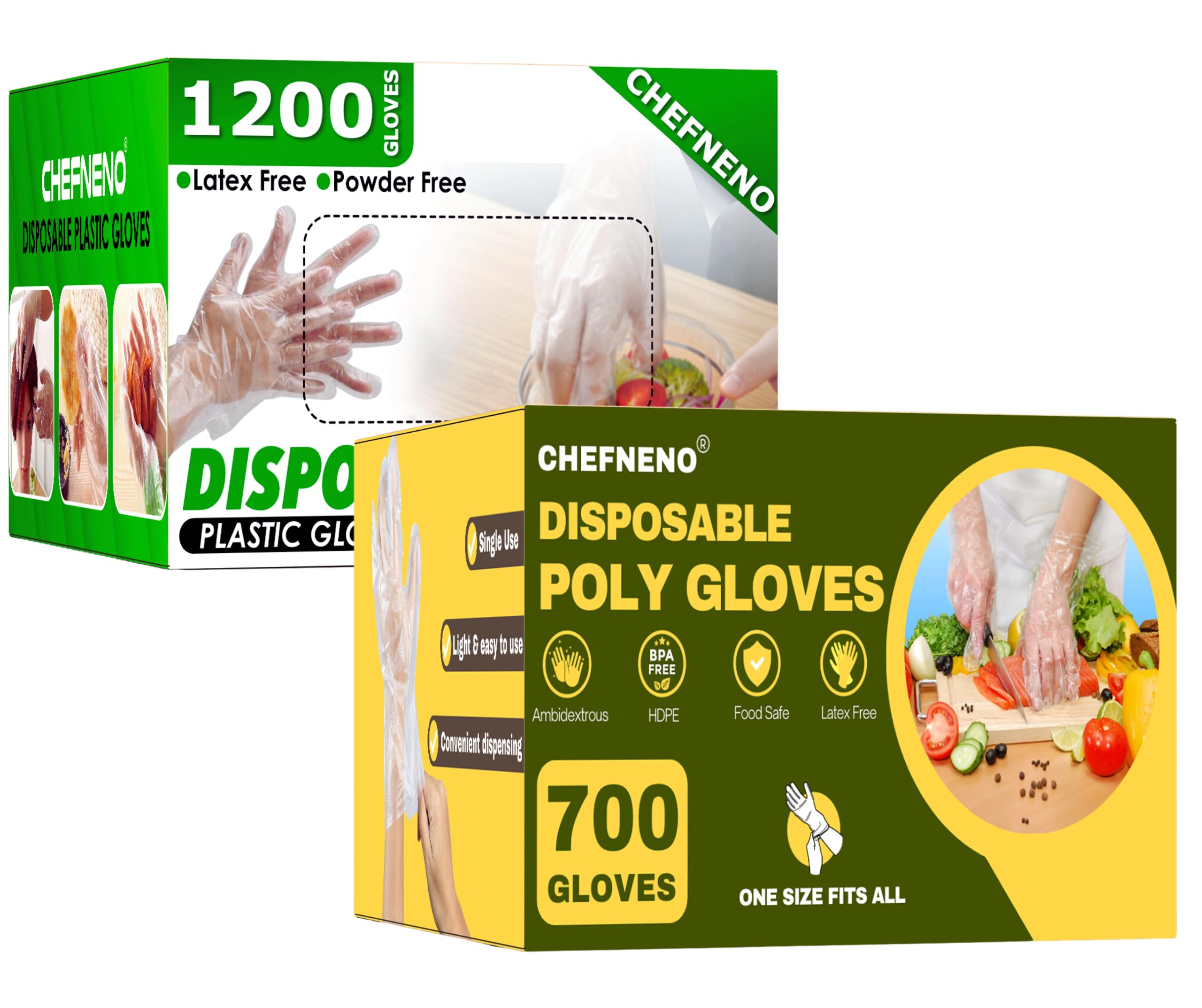 CHEFNENO Disposable Food Prep 700 Gloves (350 Pair) Plastic Disposable Gloves Kitchen Cooking Cleaning Food Handling Gloves (700 PCS)