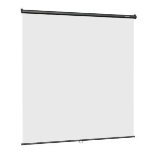 raubay retractable pull down white screen backdrop - 78.7"x 86.6" collapsible wall-mount background for professional video production, photography, tiktok and video conferencing