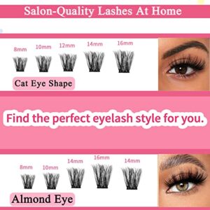 Lash Clusters DIY Eyelash Extension Vloume 72 Cluster Lashes Fluffy Cat Eye Individual Lashes Clusters Wispy Eyelash Clusters (8-16mm Mixed FD07)