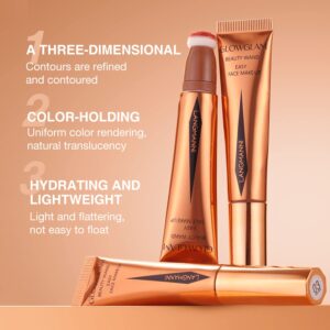 LANGMANNI Liquid Contour Beauty Wand, Face Concealer Contouring,Highlighter,Blusher Stick with Big Cushion Applicator.Cream Contour Stick For Finish Face Contour Makeup. (#01+#03+#05)