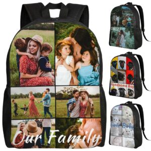 boneker custom backpack personalized backpack with 1-9 photo customize your image text name logo waterproof laptop bag (6 photos)